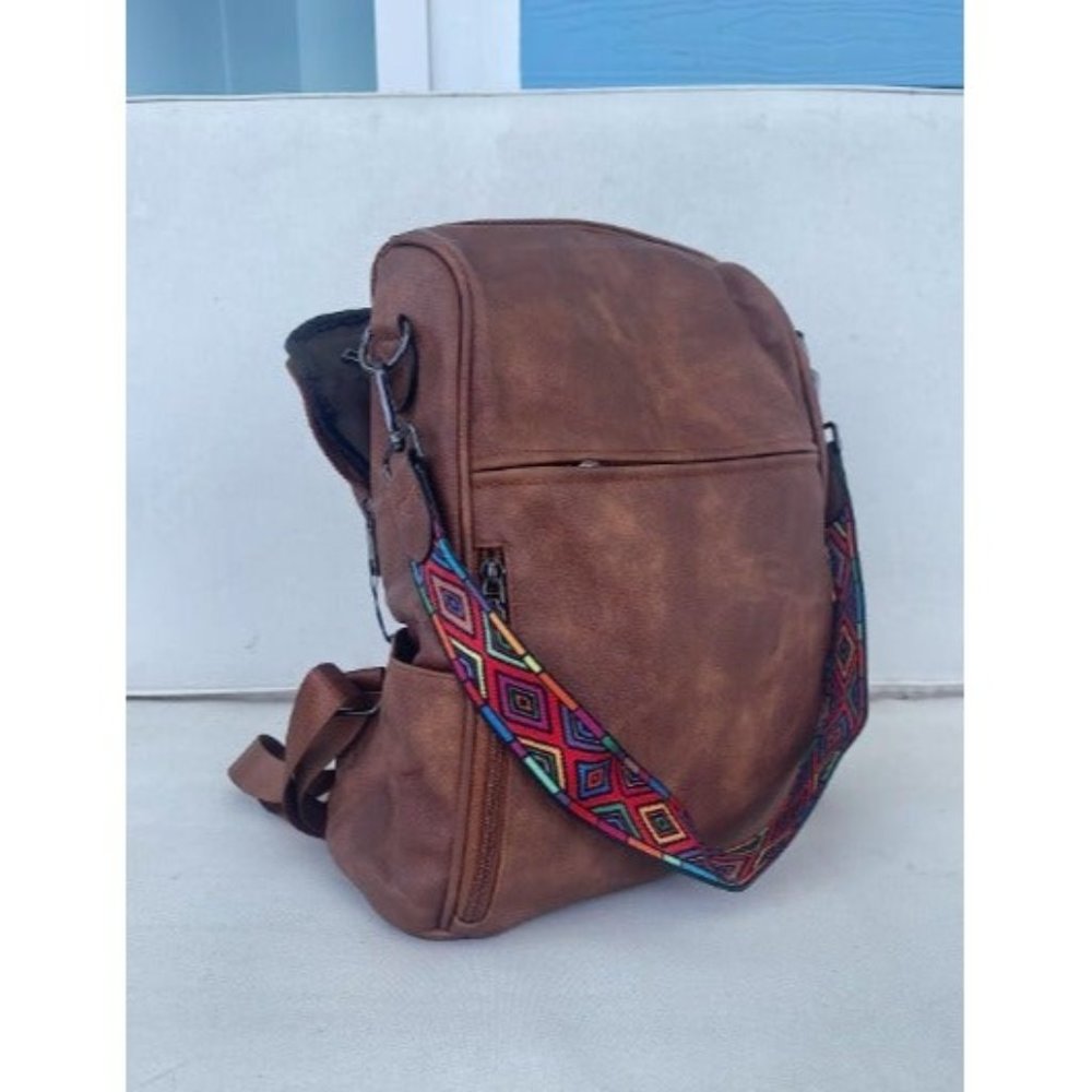 Leather Backpack Purse for Women Backpack Purses with Tassel, Brown